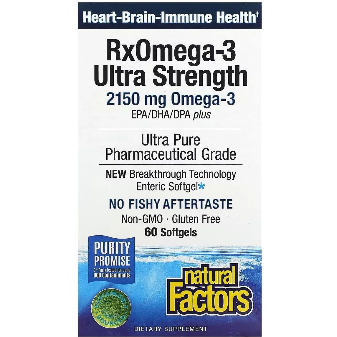 Омега-3 ультра Natural Factors RxOmega-3 Ultra Strength 2150 мг 60 гелевих капсул - фото 2