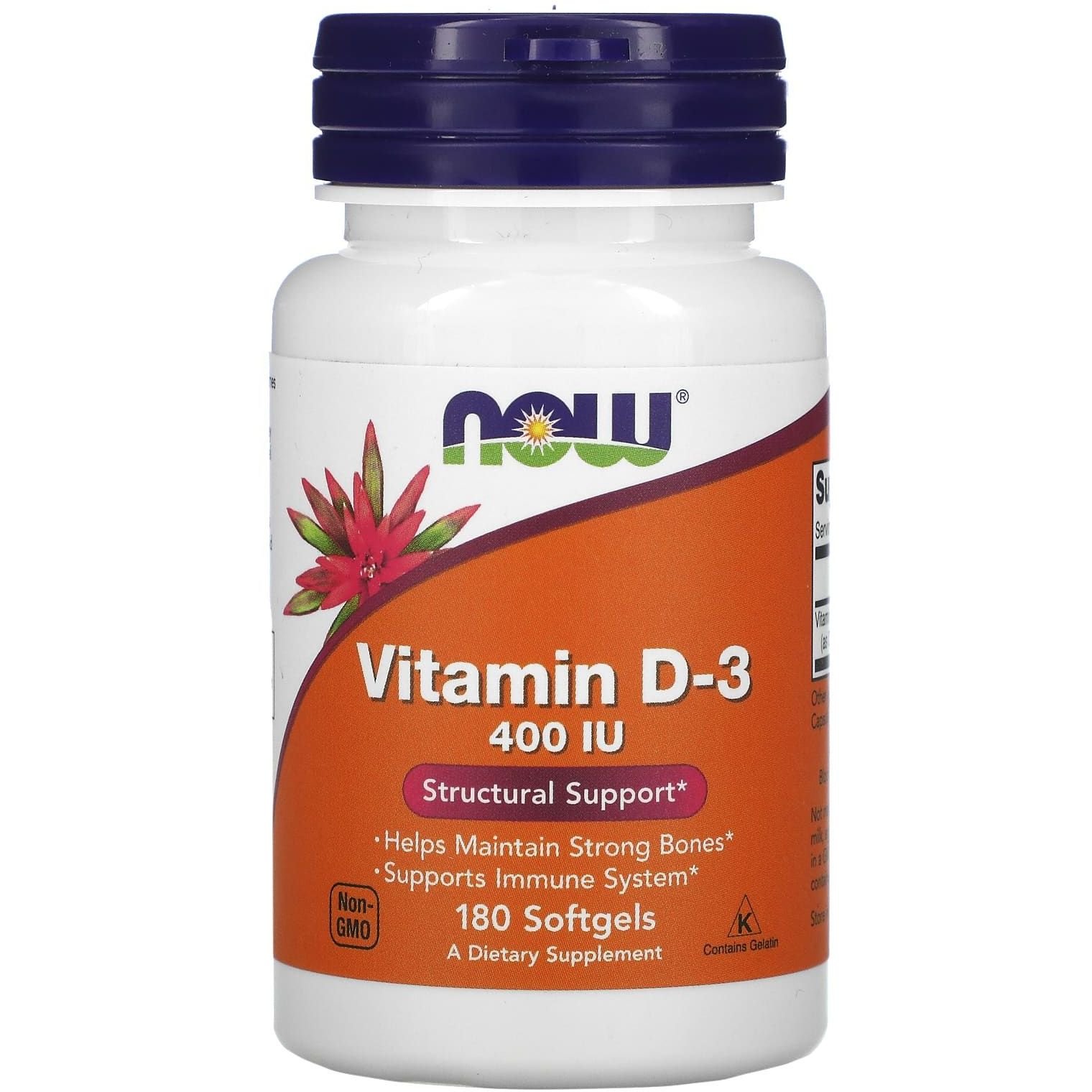 Вітамін D-3 Now Foods 400 МО 180 гелевих капсул - фото 1