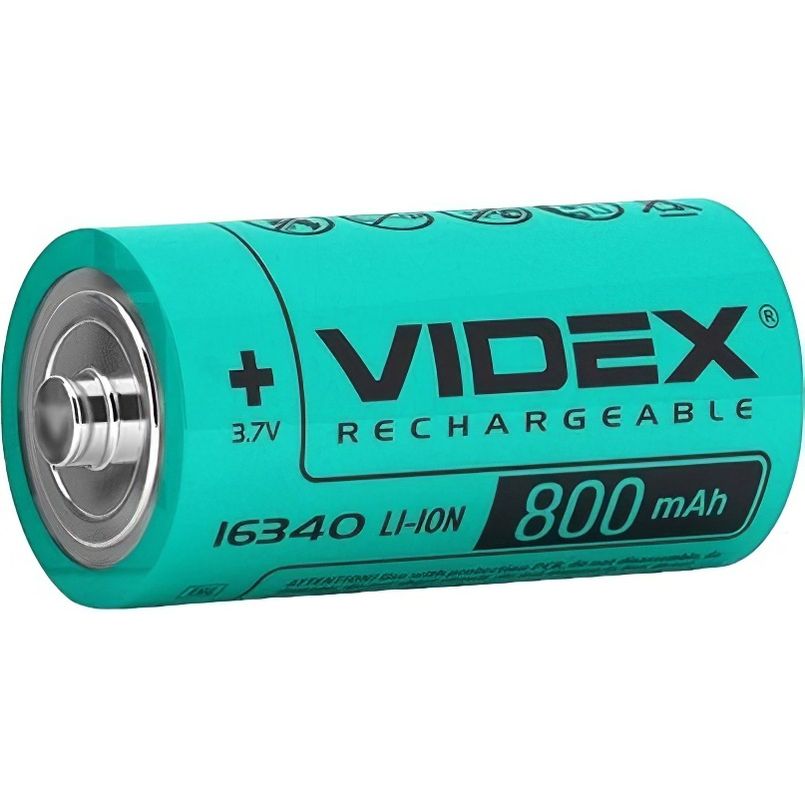 Акумулятор Videx Li-ion 16340 без захисту 800 mAh bulk 1 шт. (16340/800/1B) - фото 1