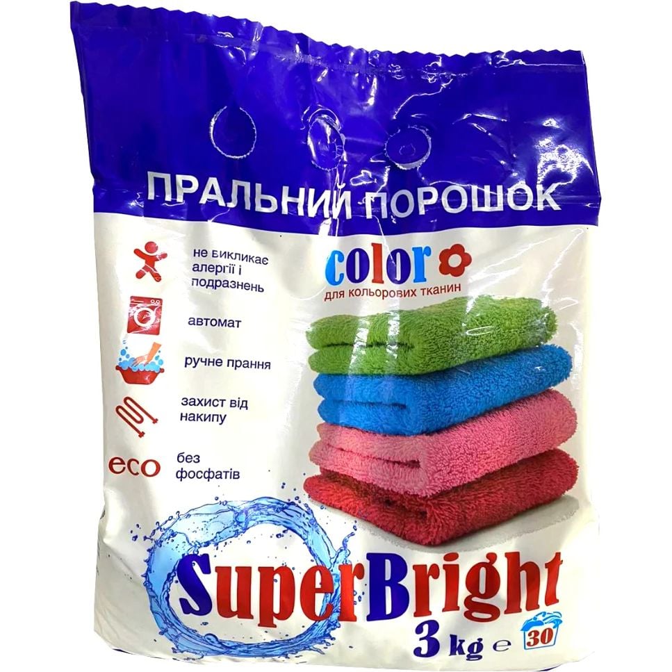 Стиральный порошок Super Bright для цветных вещей 3 кг - фото 1