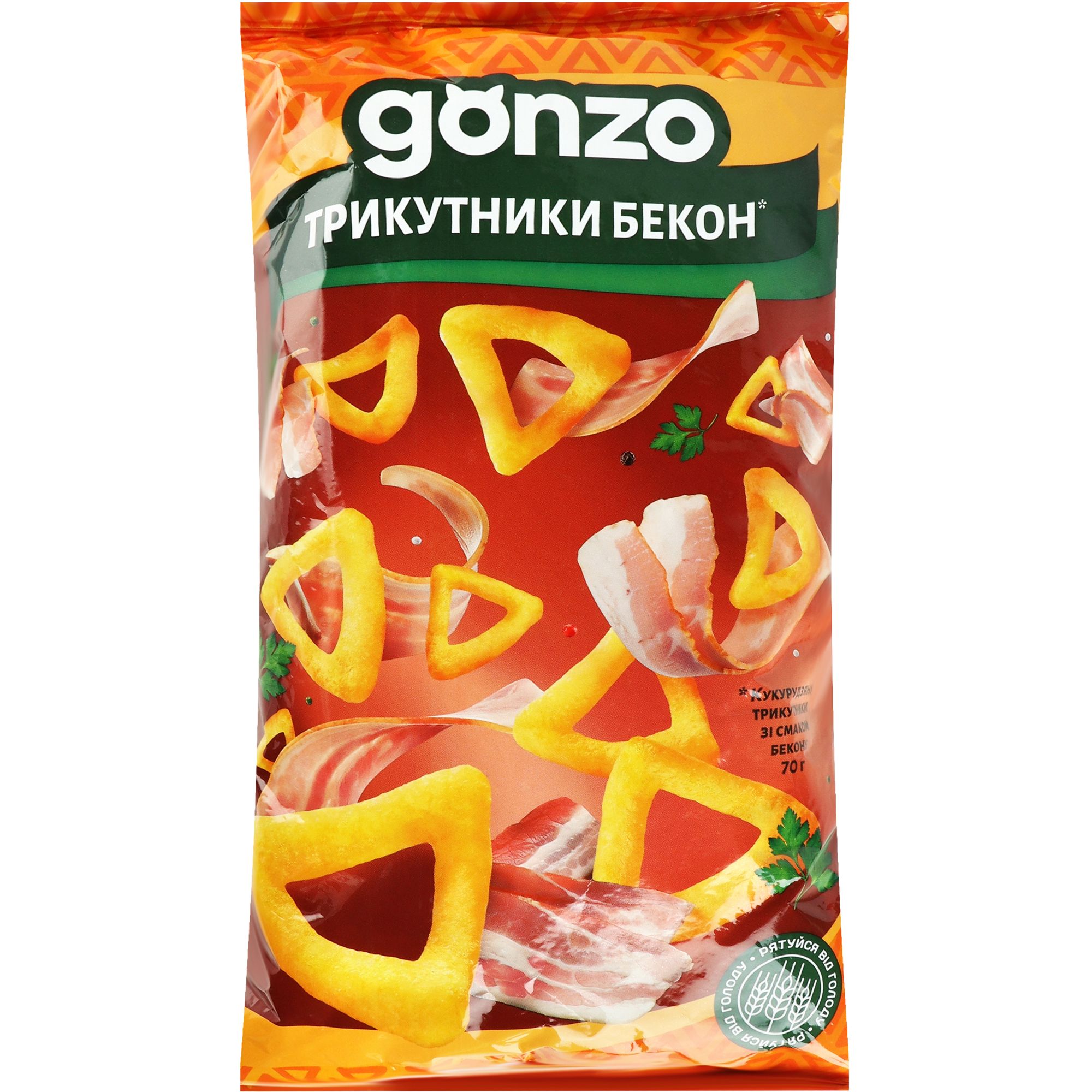 Кукурузные треугольники Gonzo со вкусом бекона 70 г - фото 1