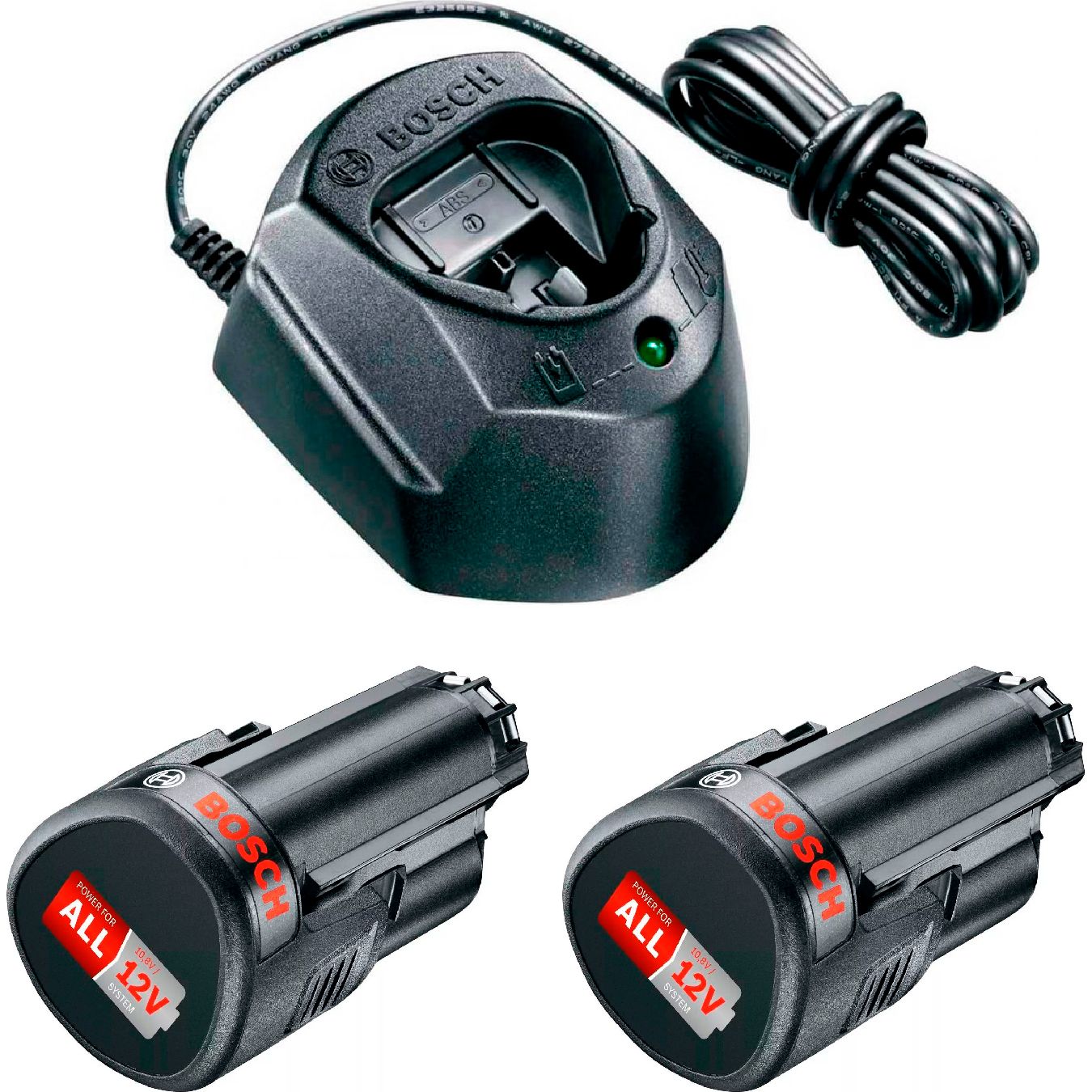 Зарядний пристрій Bosch GAL 1210 CV та 2 акумулятора PBA 12В 1.5 A/год (1.600.A01.L3E) - фото 1