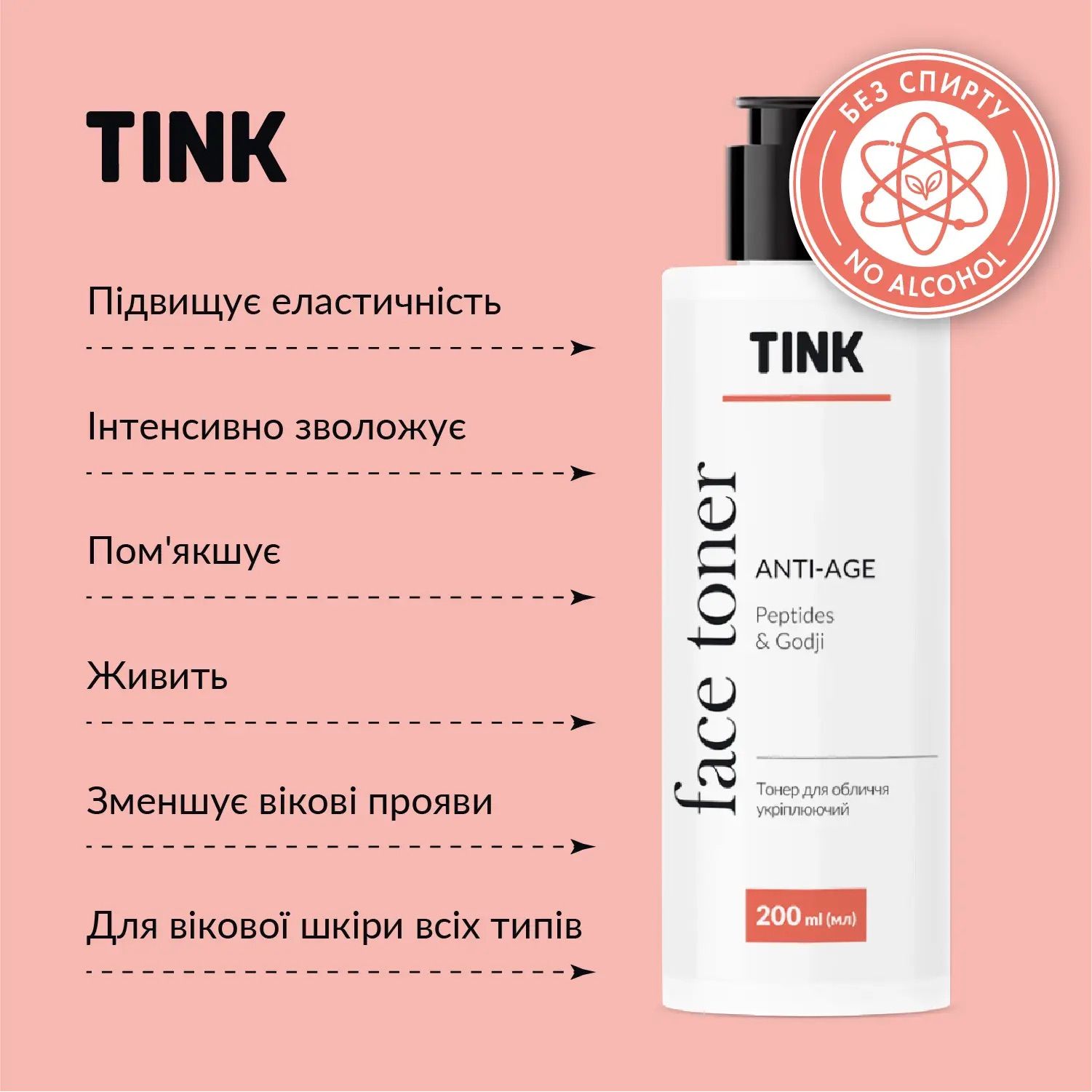 Тонер для обличчя Tink укріплюючий Anti-age Пептиди-Ягоди годжі 200 мл - фото 4