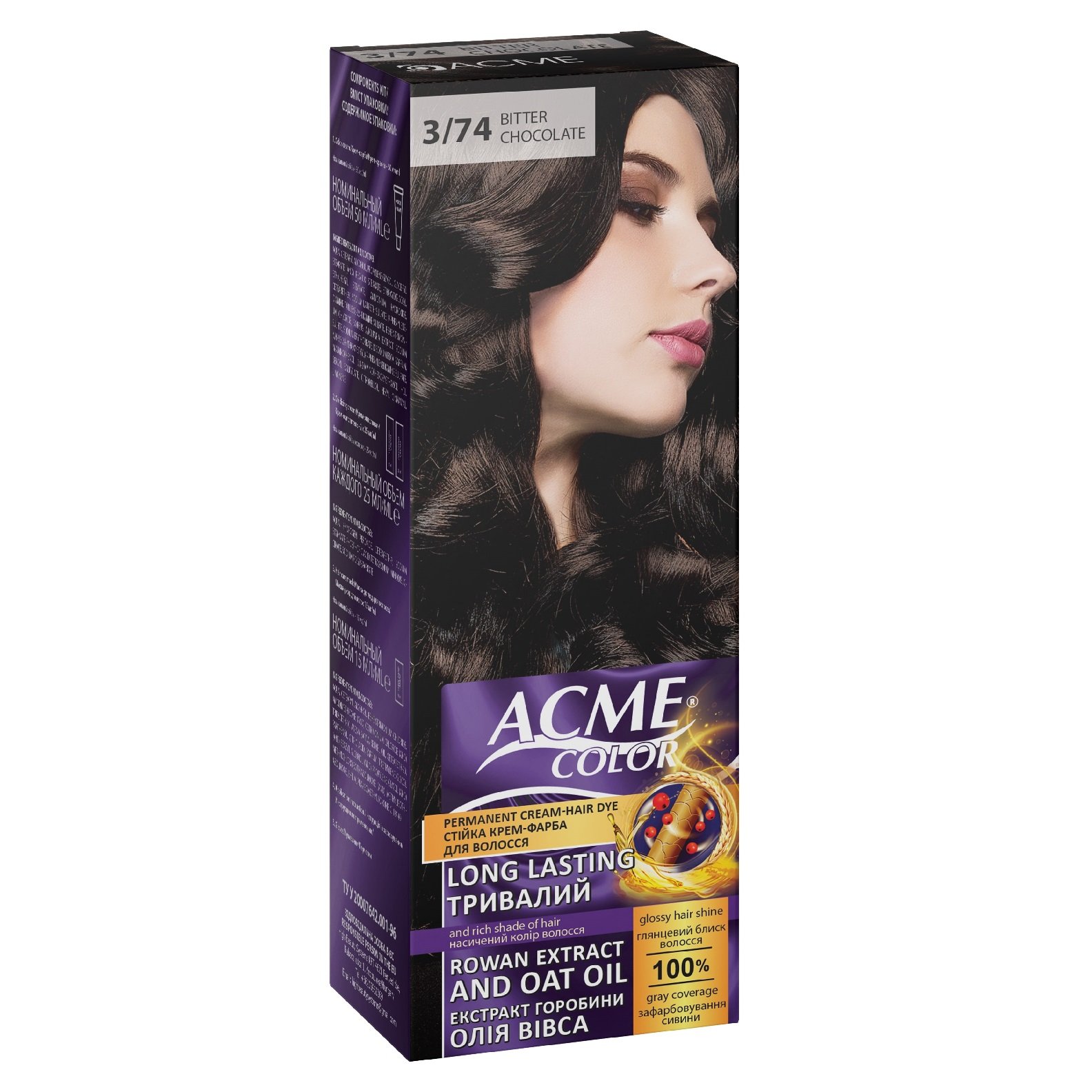 Крем-фарба для волосся Acme Color EXP, відтінок 3/74 (Гіркий шоколад), 115 мл - фото 1