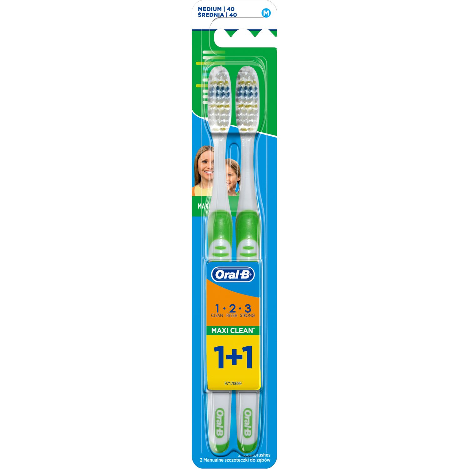 Зубна щітка Oral-B Maxi Clean середня зелена 2 шт. - фото 1