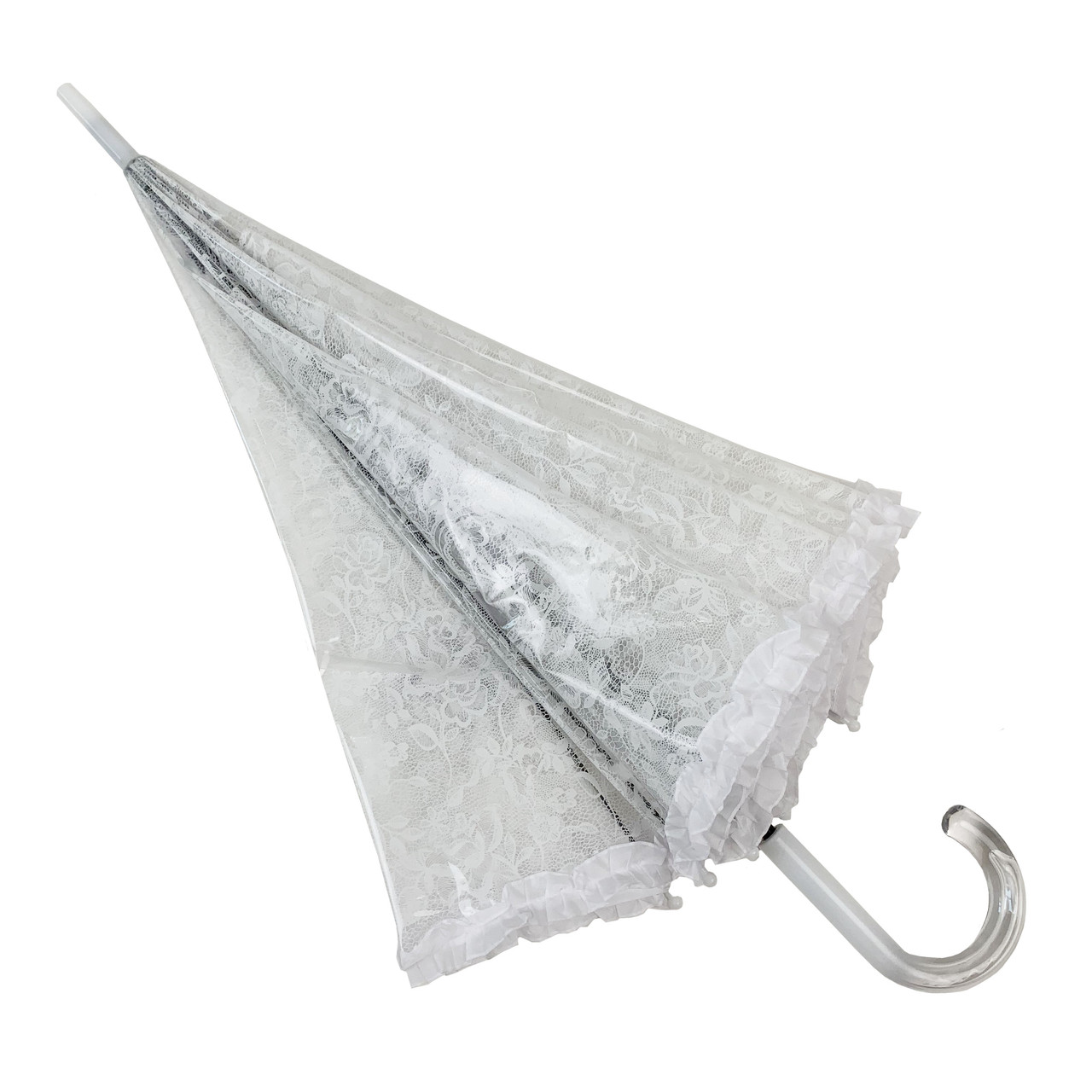 Жіноча парасолька-палиця напівавтомат S&L 102 см біла - фото 4