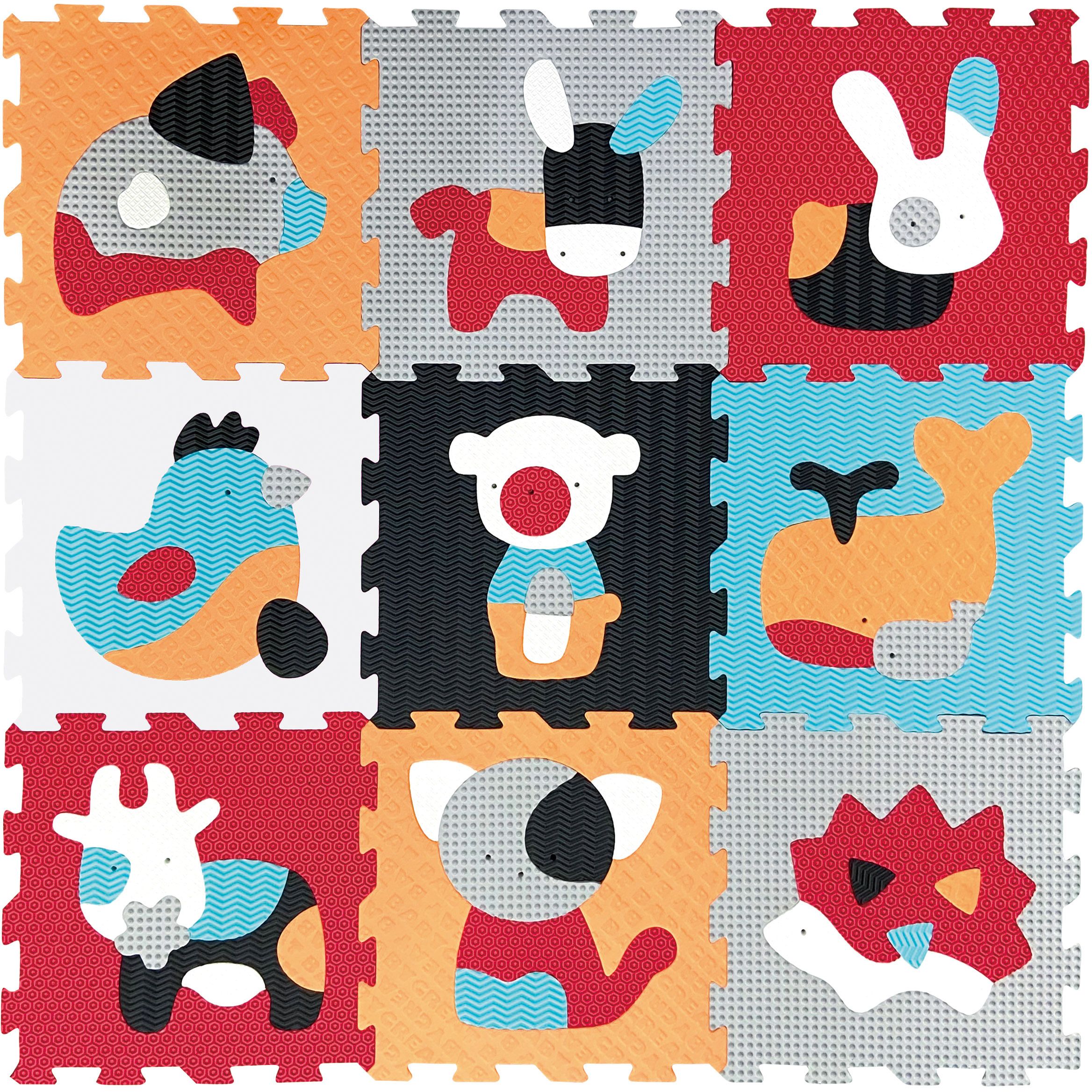 Дитячий розвиваючий ігровий килимок-пазл Baby Great Веселий зоопарк, 92х92 см, оранжево-блакитний (GB-M2004) - фото 1