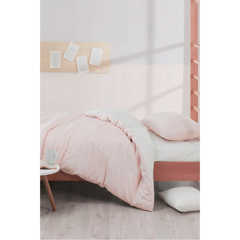 Постельное белье Eponj Home Paint Mix Somon-Krem Ранфорс, полуторное, розовое (svt-2000022312264) - фото 1
