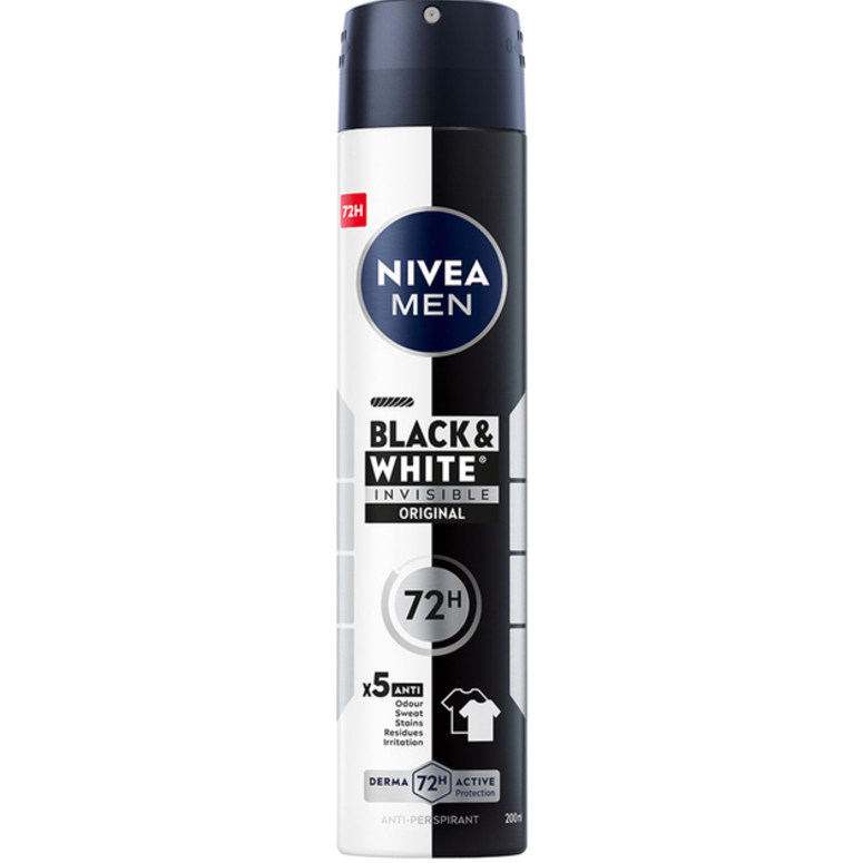 Антиперспирант Nivea Men Черное и Белое Невидимый Классический, аэрозоль 200 мл (82242) - фото 1