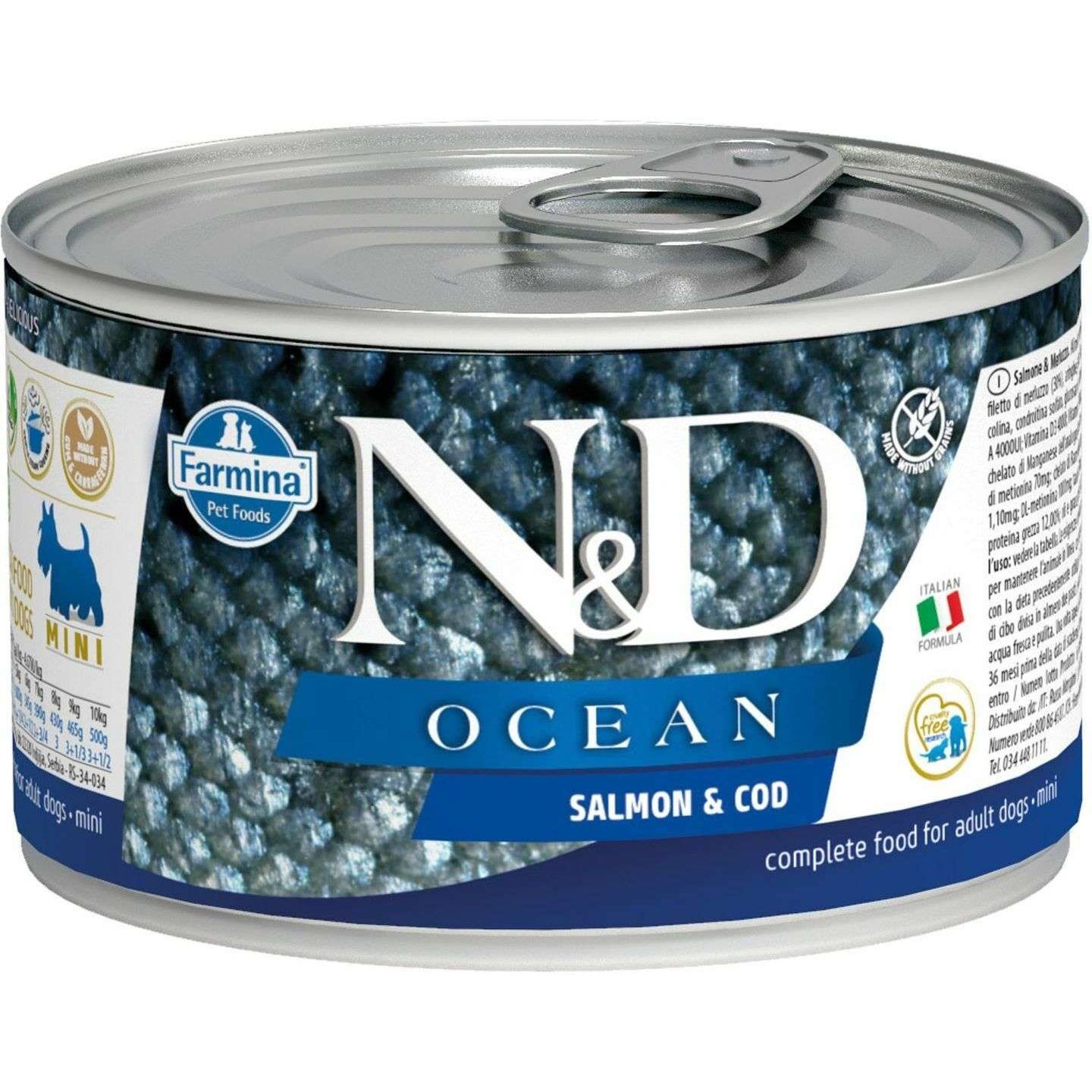 Вологий корм для собак дрібних порід Farmina N&D Grain Free Ocean Salmon & Cod Adult Mini з лососем та тріскою 140 г - фото 1