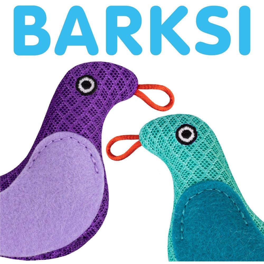 Іграшка для котів Barksi Пташка з дзвіночком і пір'ям 9х8 см фіолетова - фото 3