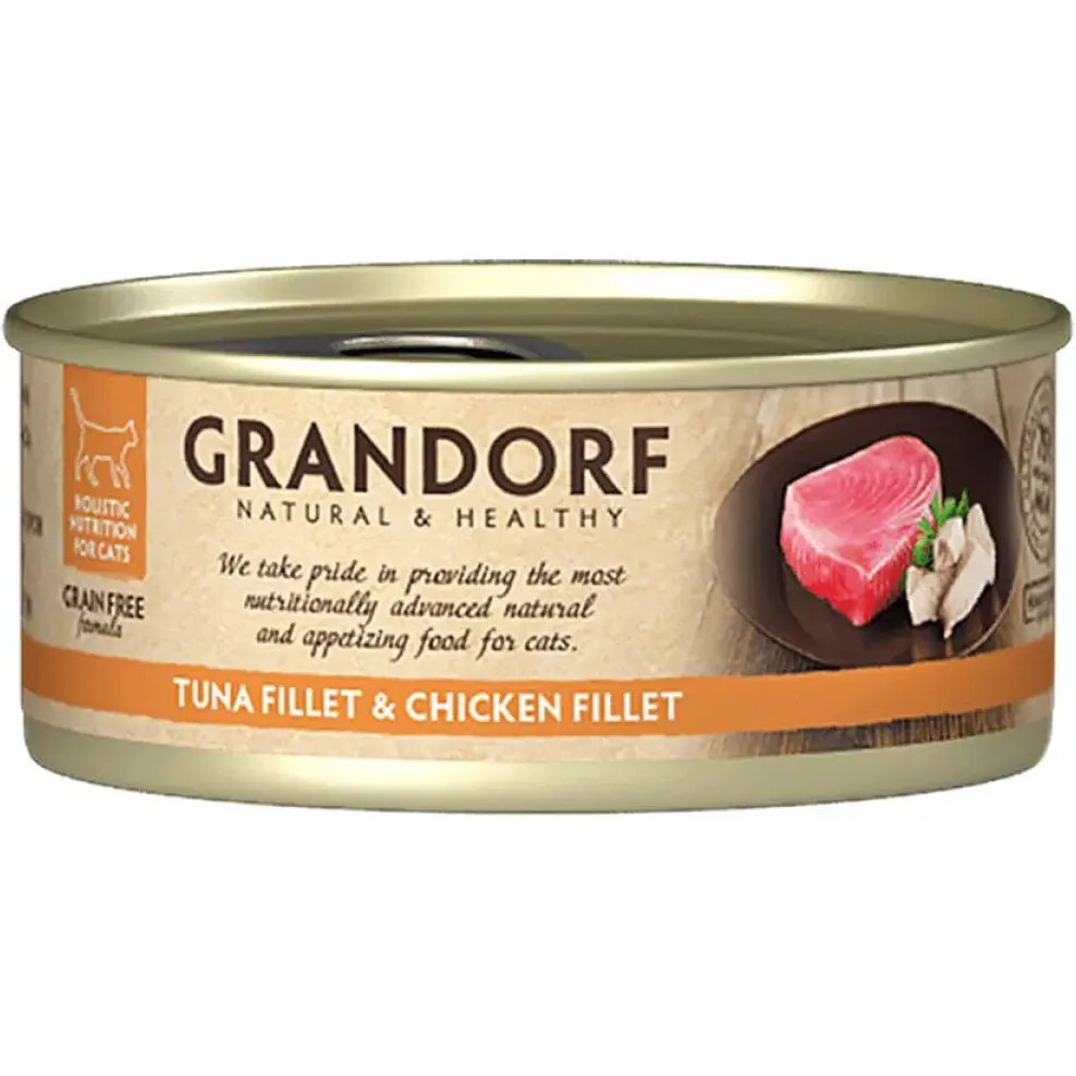 Влажный корм для кошек Grandorf Tuna Fillet & Chicken Fillet филе тунца с куриной грудкой 70 г - фото 1