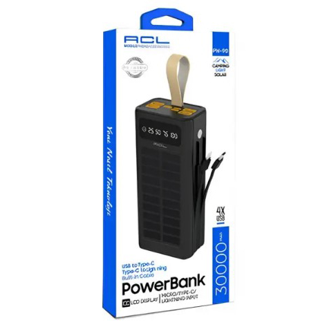 Повербанк Powerbank ACL PW90 30000mAh Solar TypeC + Lighting Black - фото 3