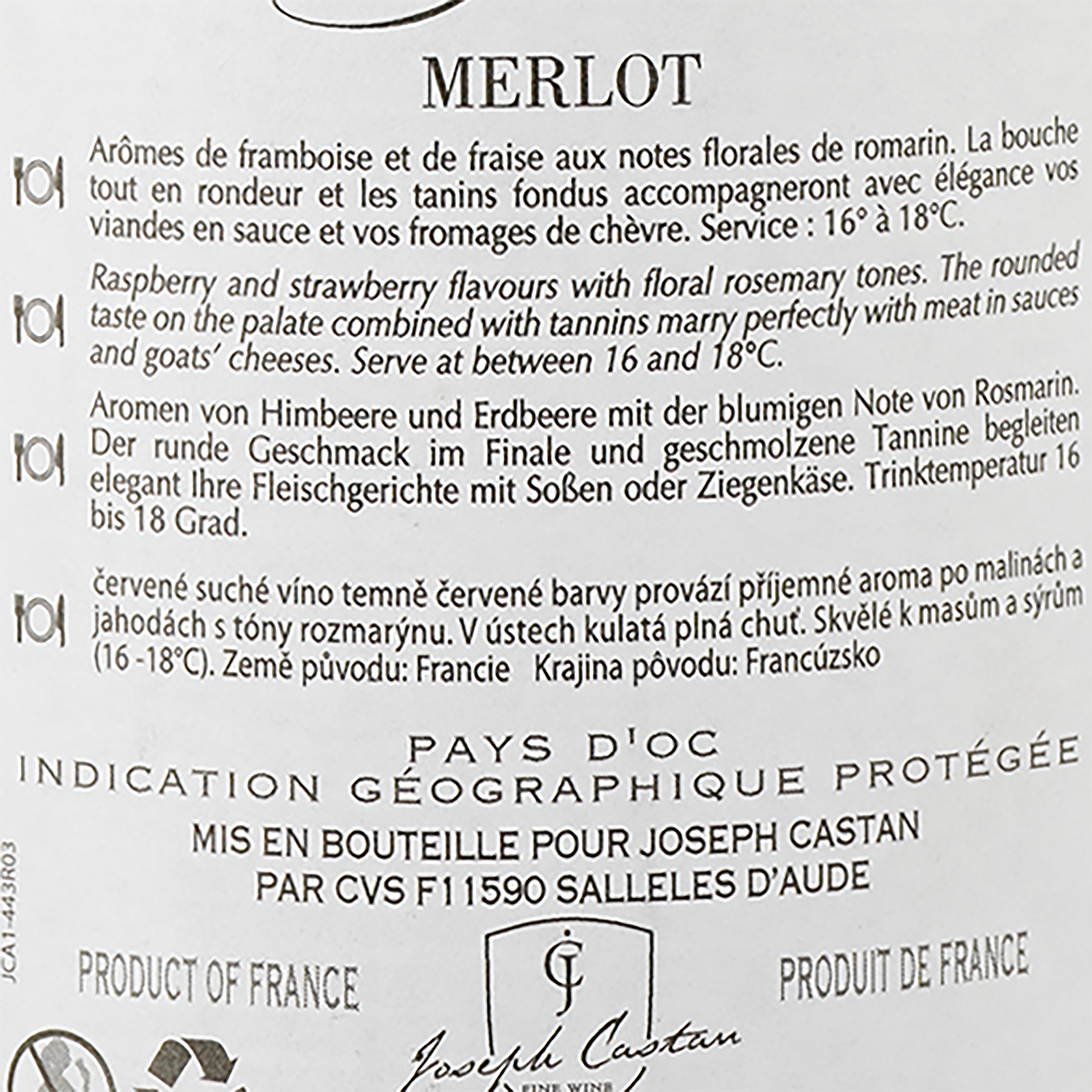 Вино Joseph Castan Elegance Merlot, червоне, сухе, 12%, 0,75 л - фото 3