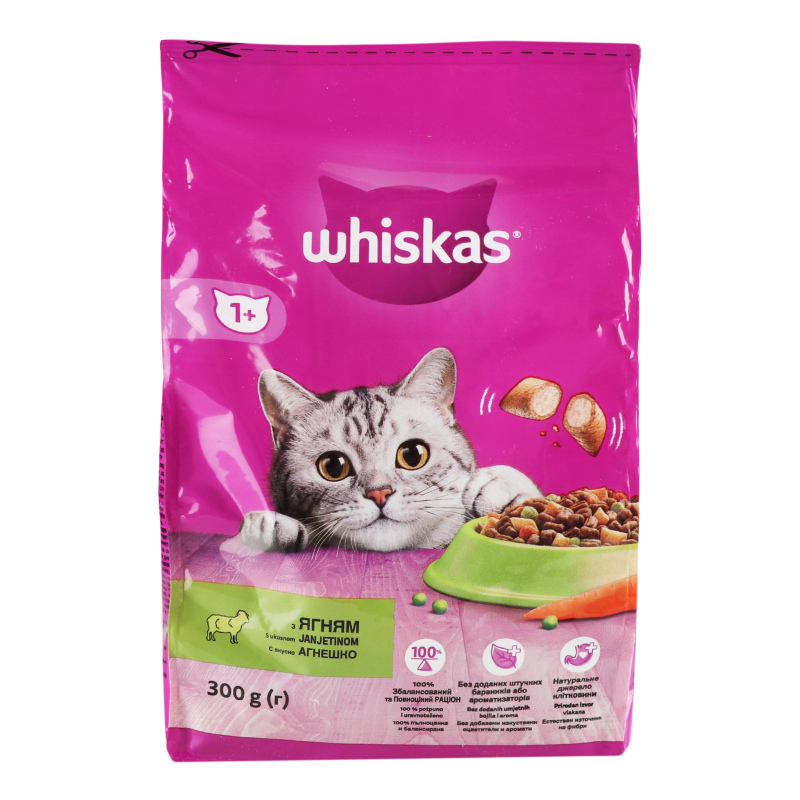 Сухой корм для котов Whiskas, с ягненком, 300 г - фото 1