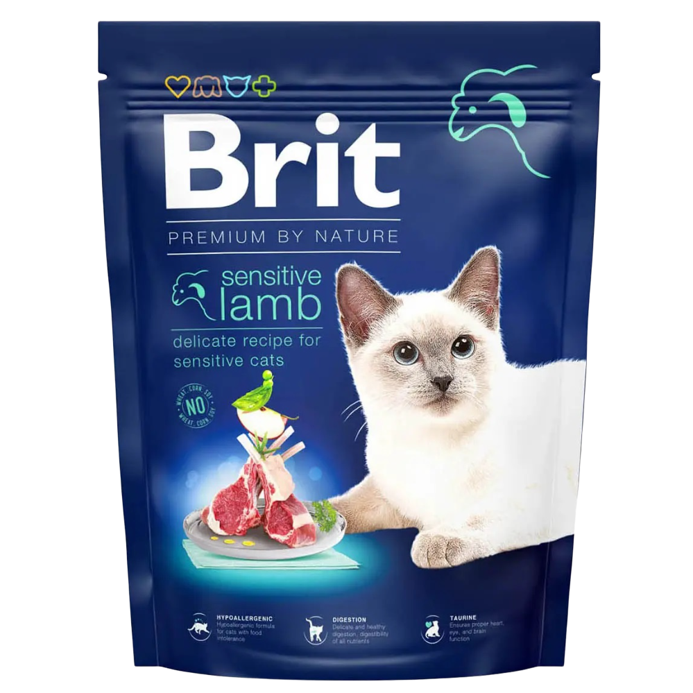 Сухий корм для котів із чутливим травленням Brit Premium by Nature Cat Sensitive 300 г (ягня) - фото 1