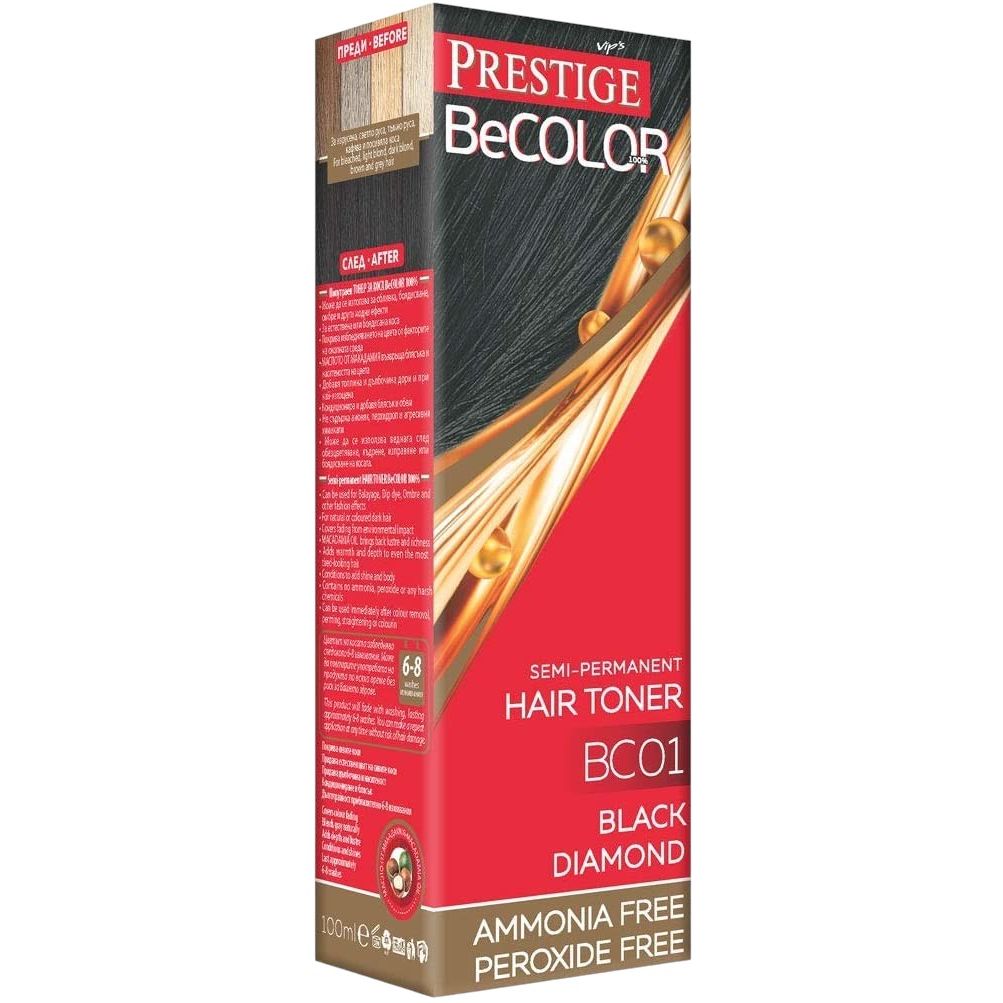 Тонирующий бальзам для волос Vip's Prestige BeColor 100% тон BC 01 (Черный бриллиант) 100 мл - фото 1
