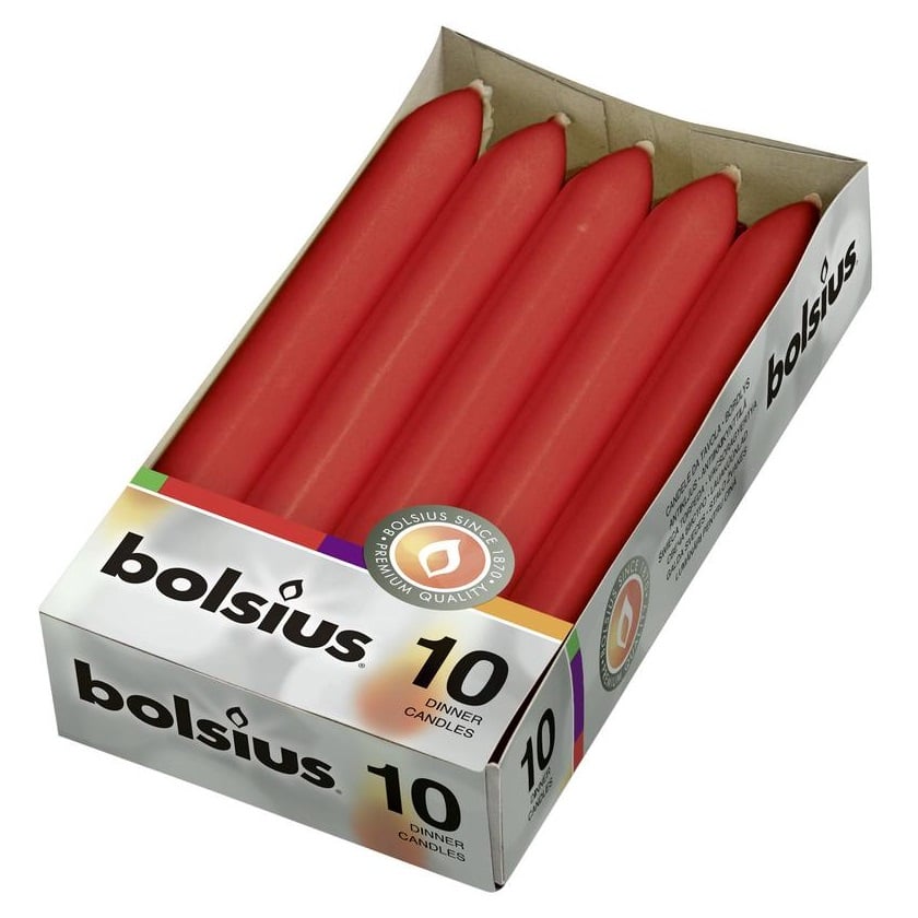 Свечи Bolsius столовые, 17х2 см, красный, 10 шт. (702241) - фото 1