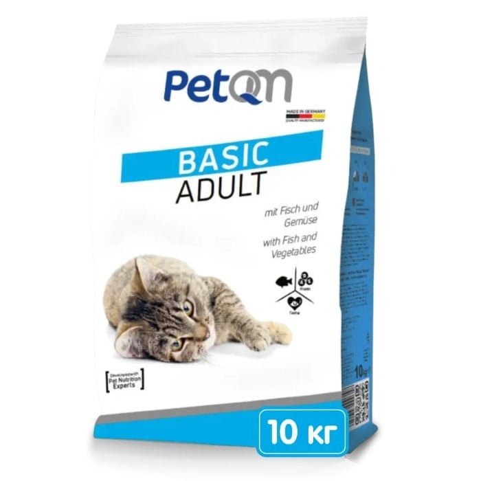 Сухий корм для котів PetQM Cats Basic Adult with Fish&Vegetables, з рибою та овочами, 10 кг (701568) - фото 1