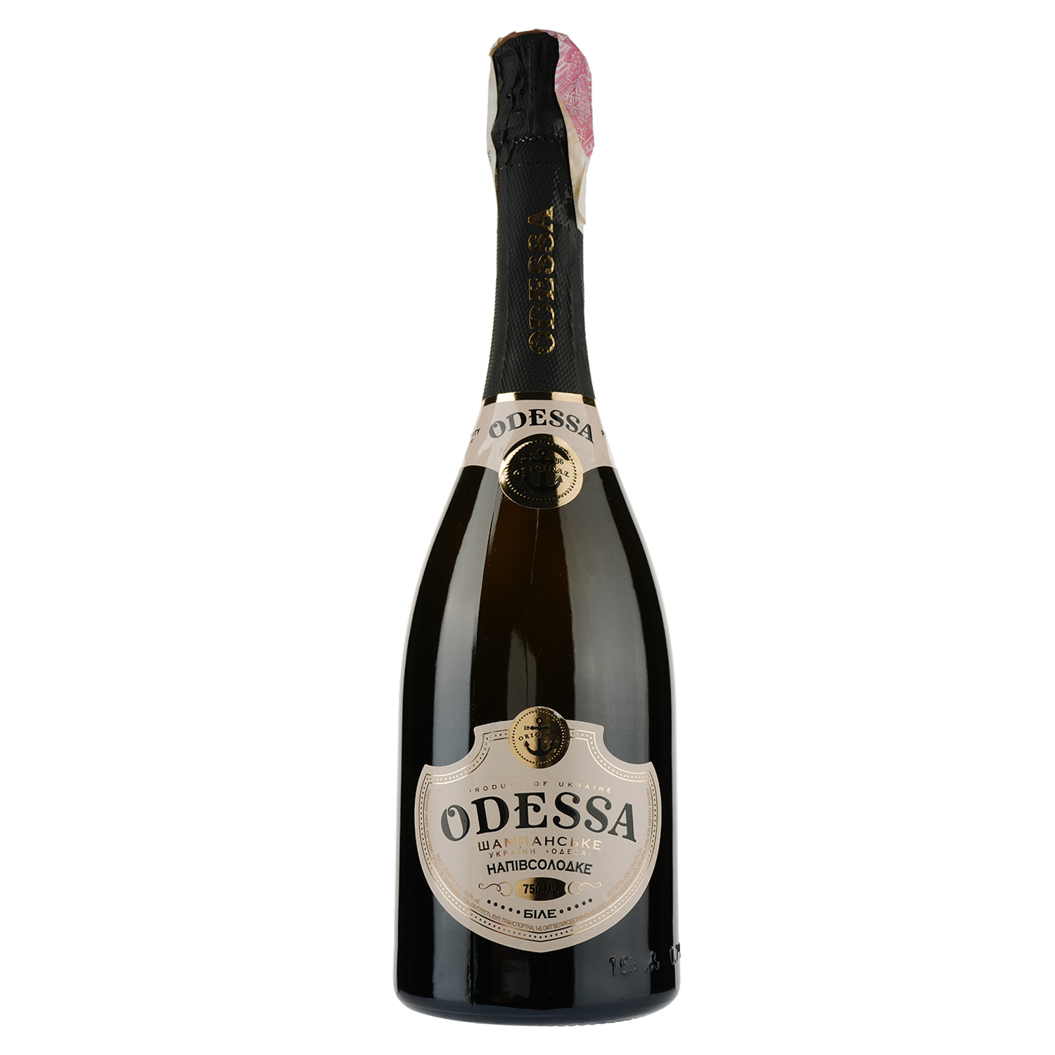 Ігристе вино Odessa, біле, напівсолодке, 12,5%, 0,75 л (15412) - фото 1