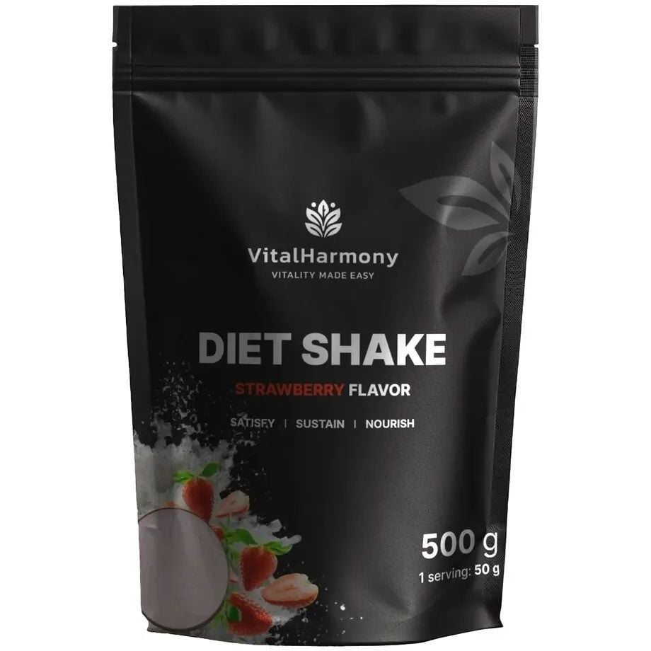 Заменитель питания VitalHarmony Diet Shake, 500 грамм - Клубника