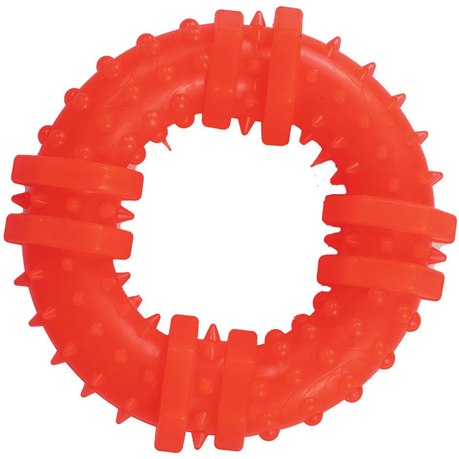 Іграшка для собак Agility кільце з шипами 9 см помаранчева - фото 1