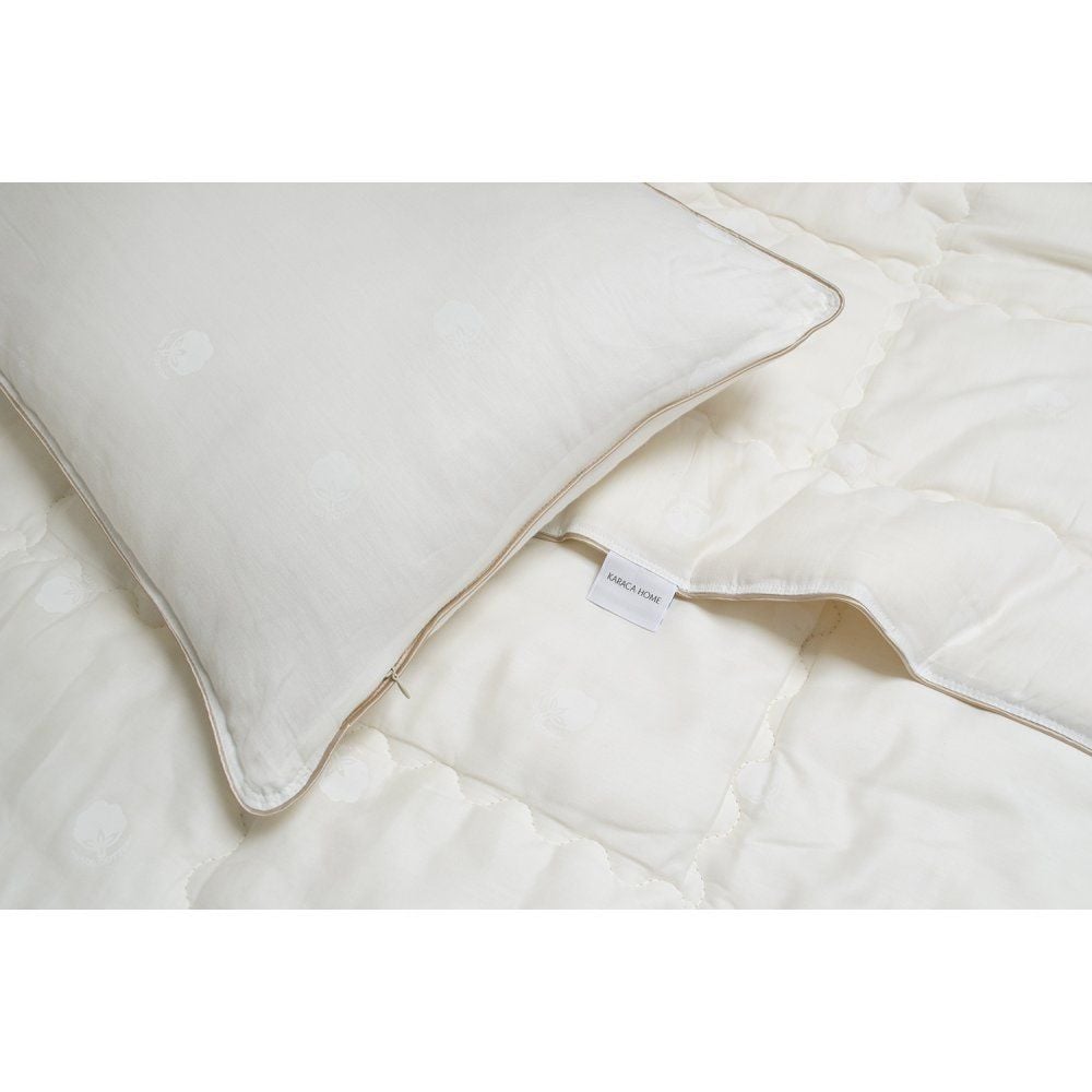 Одеяло с подушкой Karaca Home Cotton, 215х155 см, молочное (svt-2000022291088) - фото 3