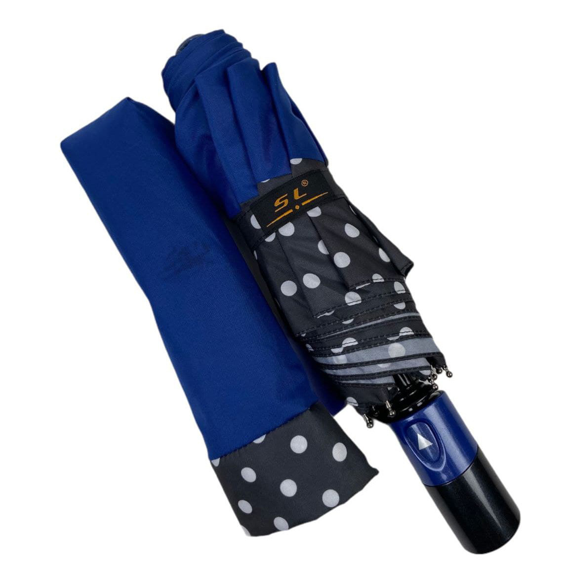 Жіноча складана парасолька напівавтомат S&L 98 см синя - фото 6