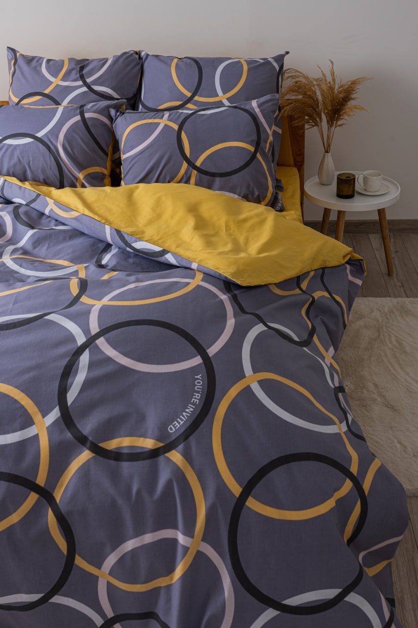 Комплект постельного белья ТЕП Soft dreams Invited семейный серый с желтым (2-03860_25347) - фото 3