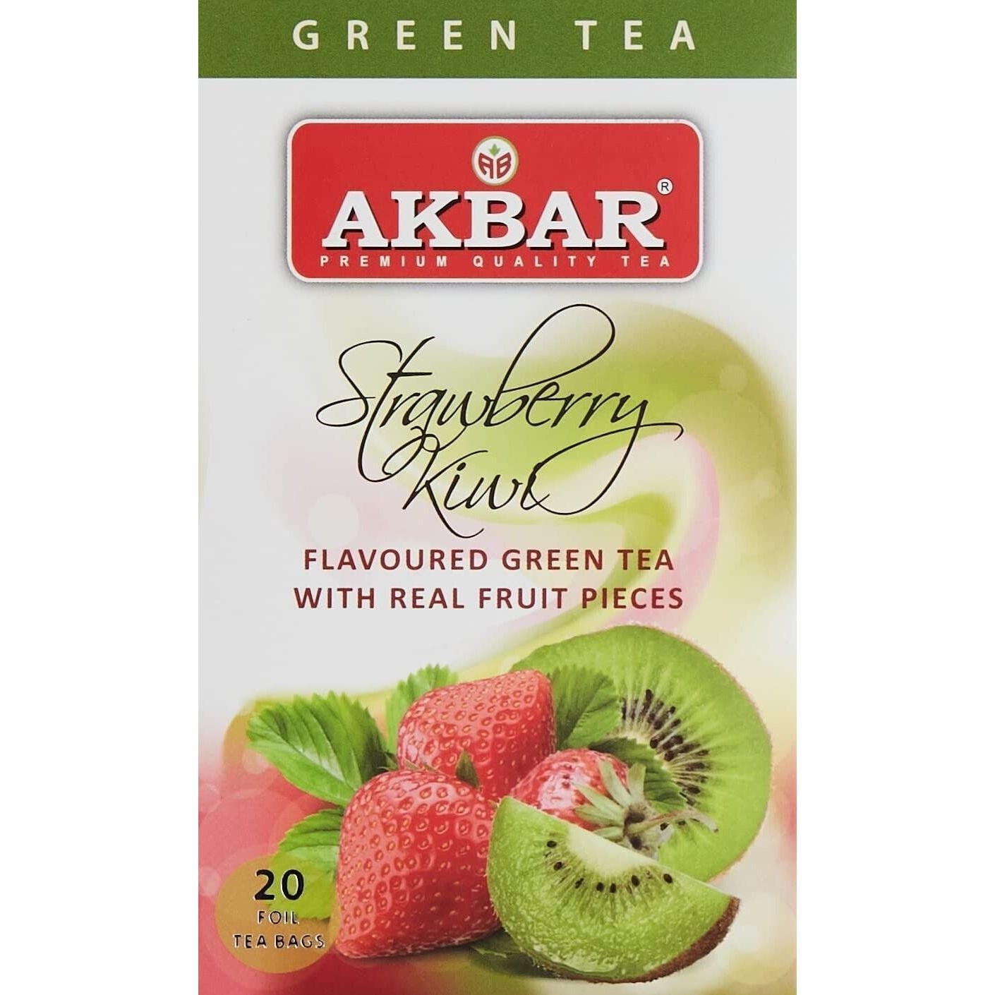 Чай зеленый Akbar Strawberry-Kiwi, 20 пакетиков - фото 1
