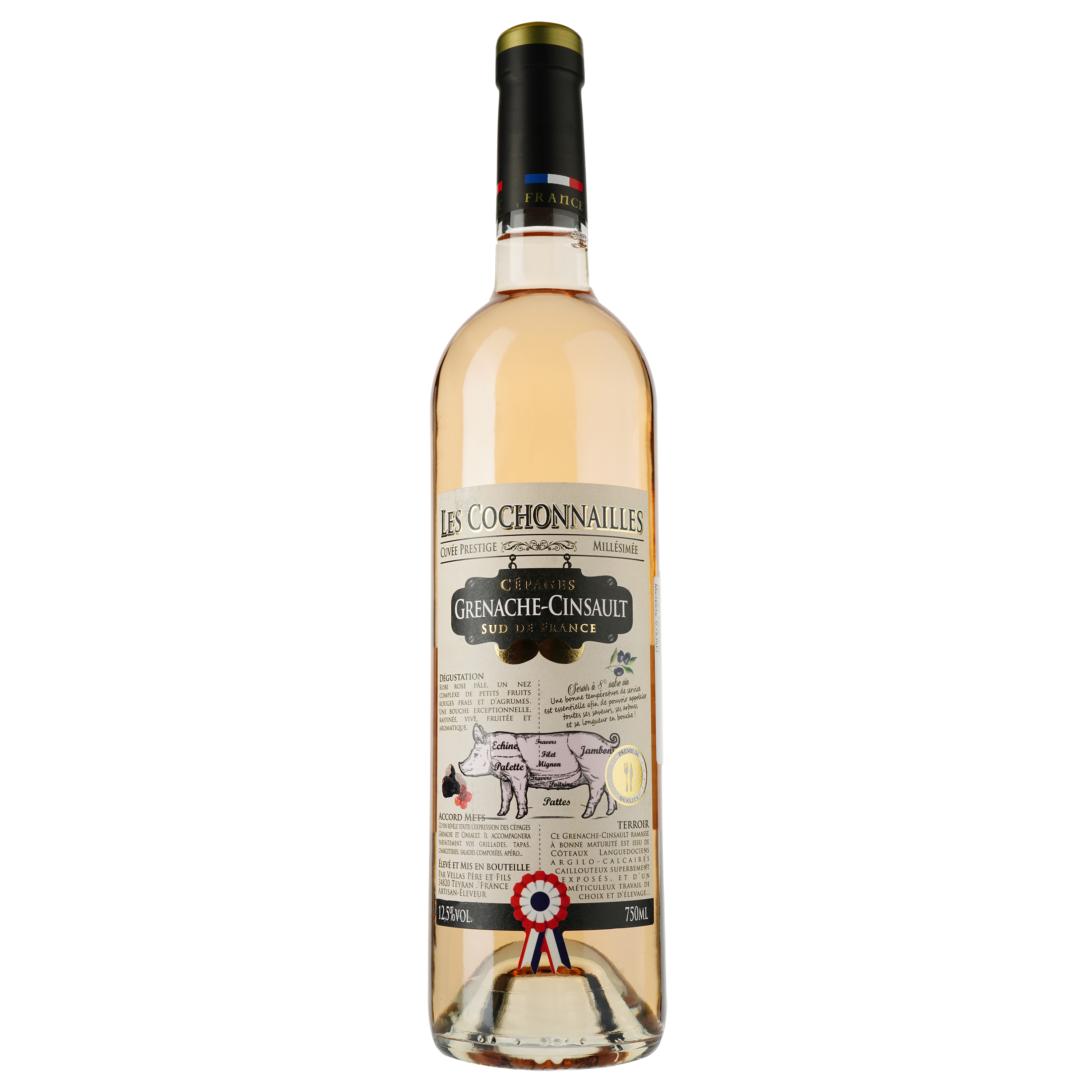 Вино Les Cochonnailles Grenache Cinsault IGP Pays D'Oc, рожеве, сухе, 0,75 л - фото 1