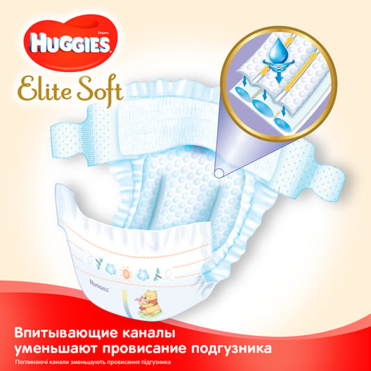 Підгузки Huggies Elite Soft 5 (15-22 кг), 56 шт. (2 уп по 28 шт.) - фото 5