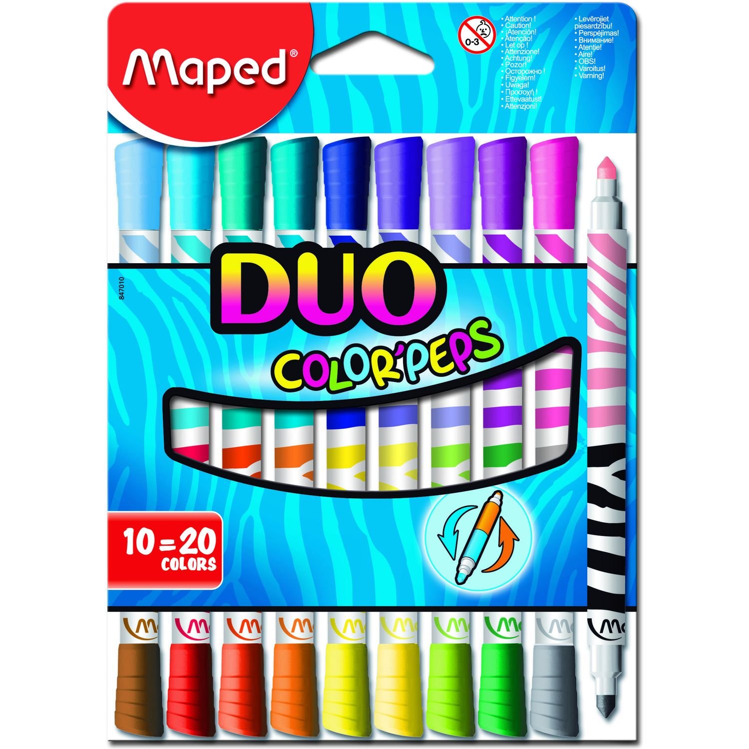 Фломастери двосторонні Maped Color Peps Duo, 20 кольорів, 10 шт. (MP.847010) - фото 1