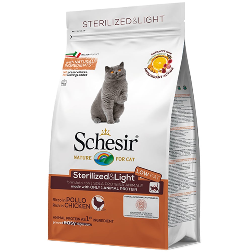 Монопротеїновий сухий корм для стерилізованих котів Schesir Cat Sterilized & Light з куркою 400 г - фото 1
