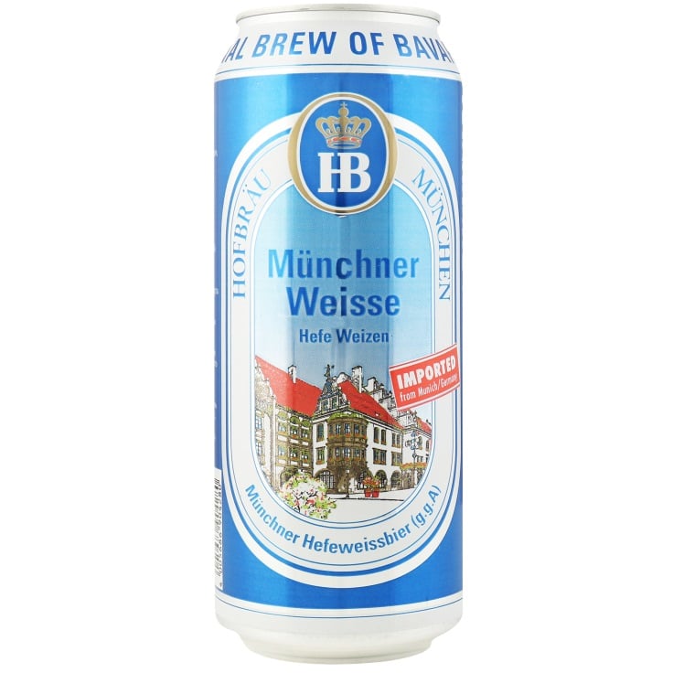 Пиво Hofbrau Munchner Weisse, светлое, нефильтрованное, 5,1%, ж/б, 0,5 л (880902) - фото 1