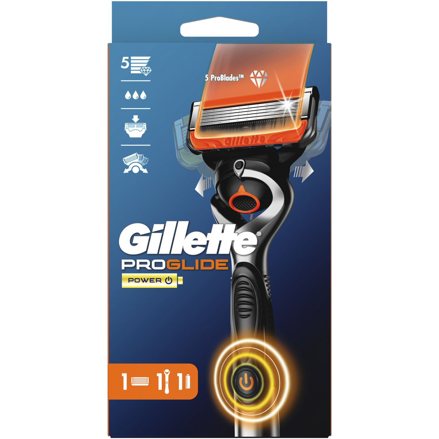 Станок для гоління Gillette Fusion ProGlide Power з 1 змінним картриджем - фото 1