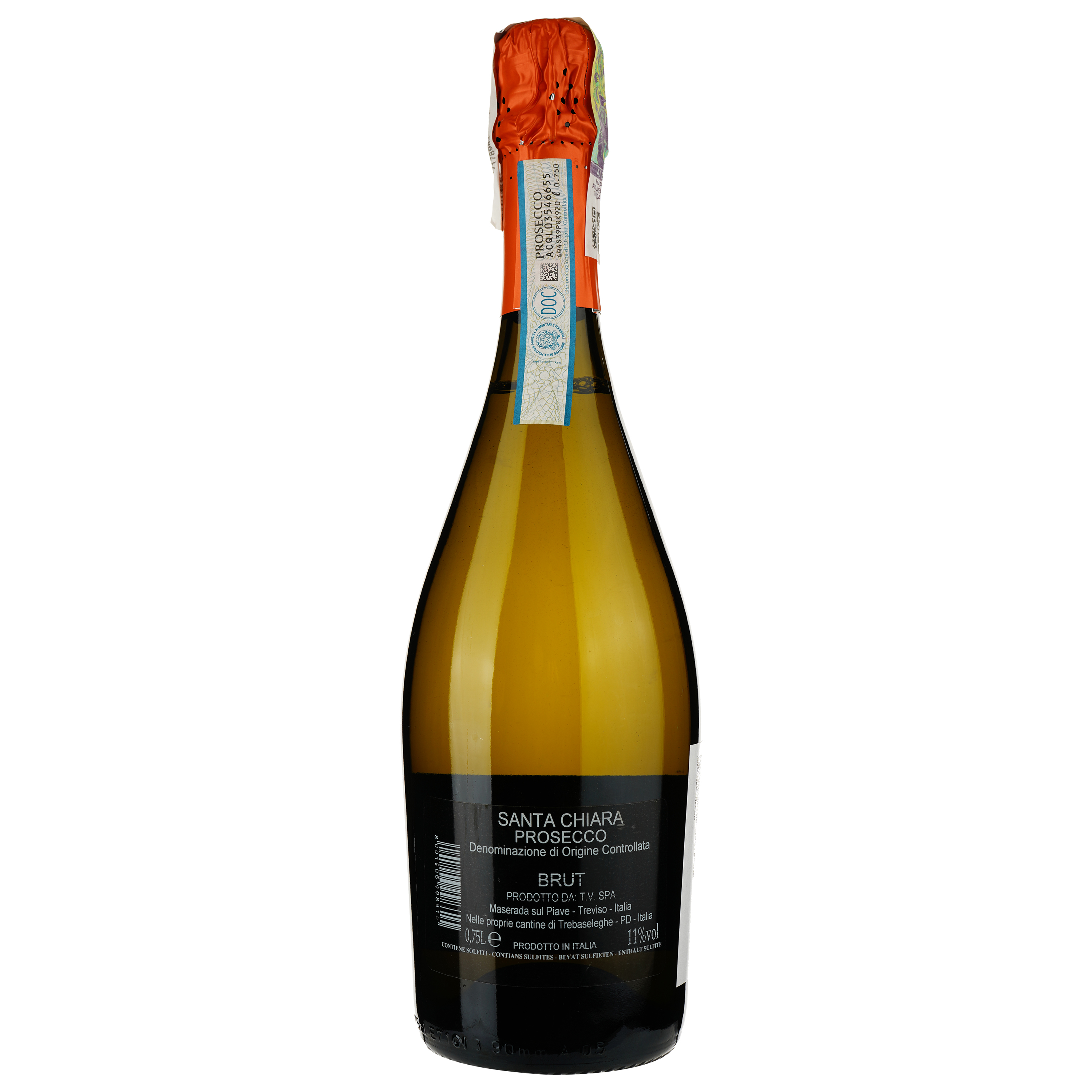 Вино игристое Santa Chiara Prosecco Brut, белое, брют, 0,75 л - фото 2