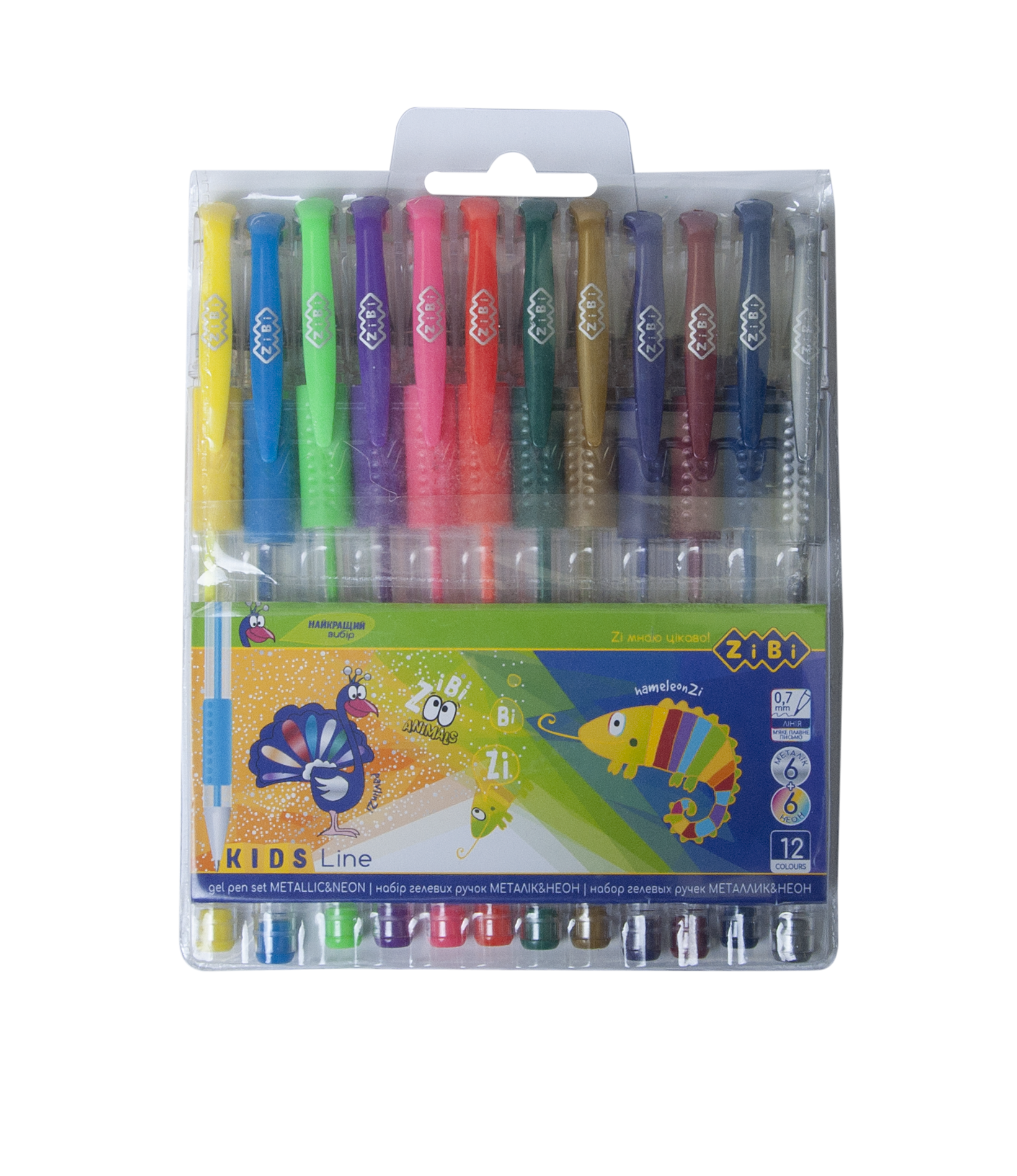 Гелевые ручки ZiBi Neon Metallic Kids Line, 12 шт. (ZB.2205-99) - фото 1