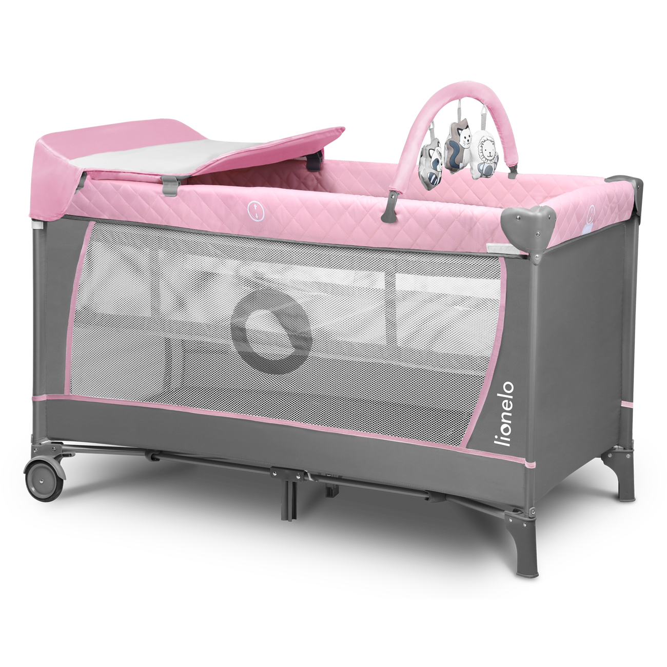 Манеж-кроватка Lionelo Flower, розовый с серым (LO.FL01) - фото 3