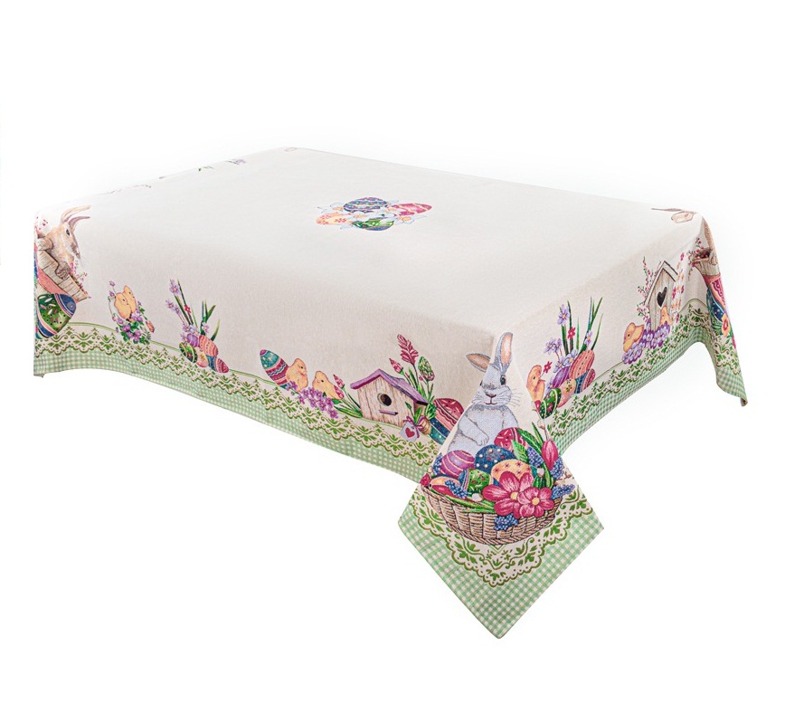 Скатертина Lefard Home Textile Peeps гобеленова 260x140 см бежево-зелена (732-285) - фото 2