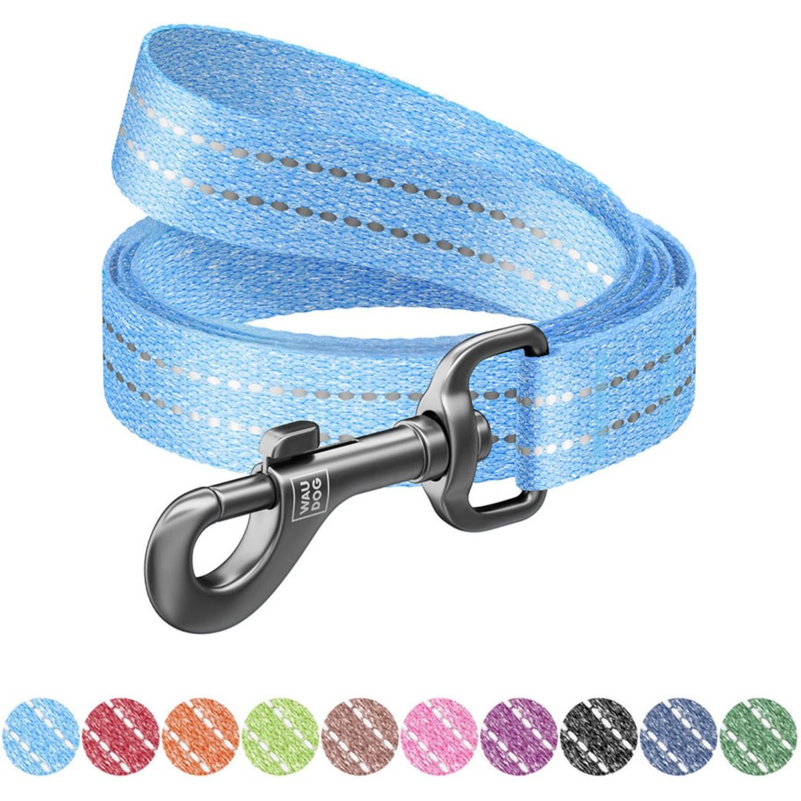 Повідець для собак Waudog Re-cotton, світловідбивний, L-XL, 200х2,5 см, блакитний - фото 3