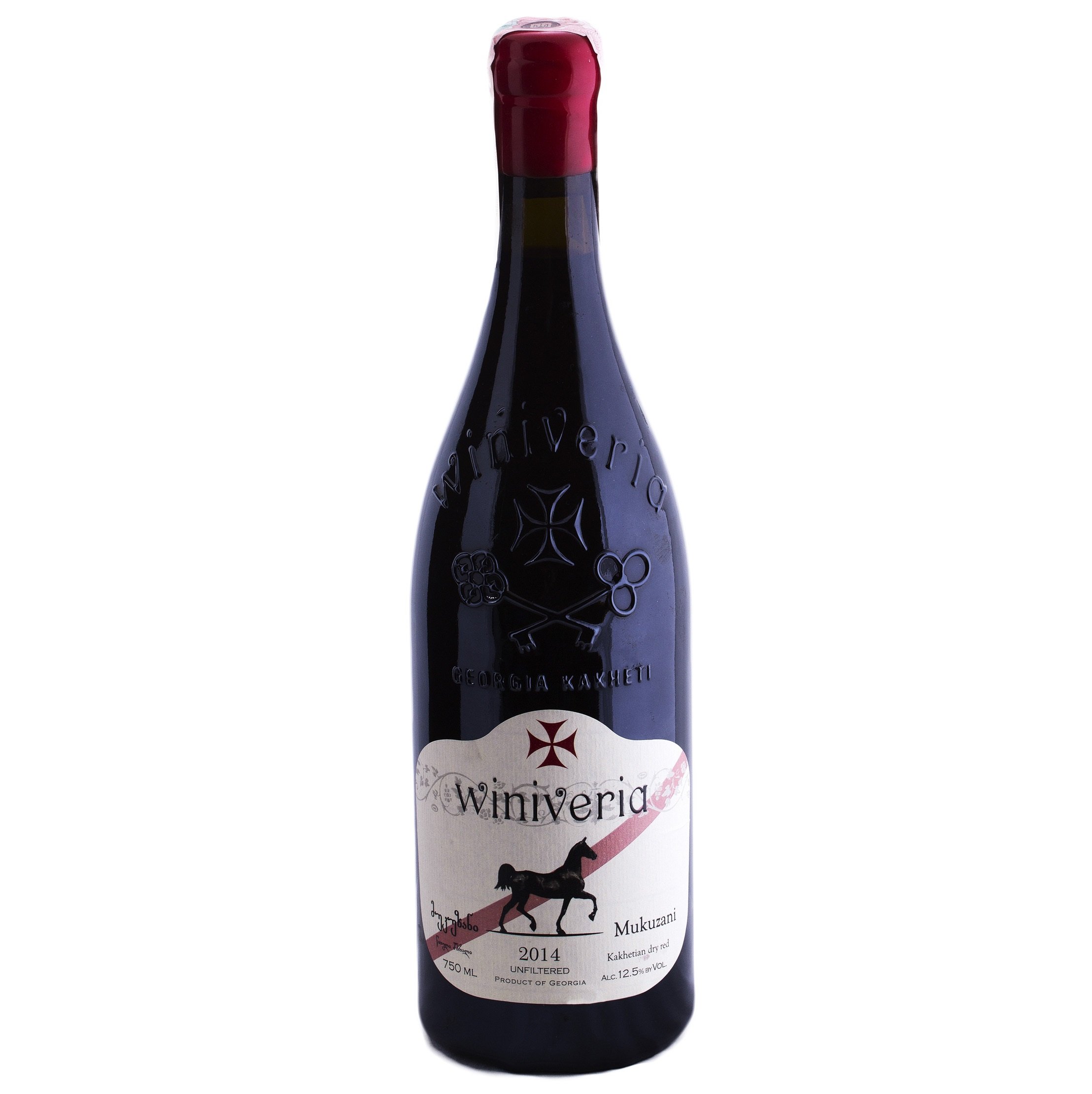 Вино Winiveria Mukuzani, червоне, сухе, 12,5%, 0,75 л (18988) - фото 1