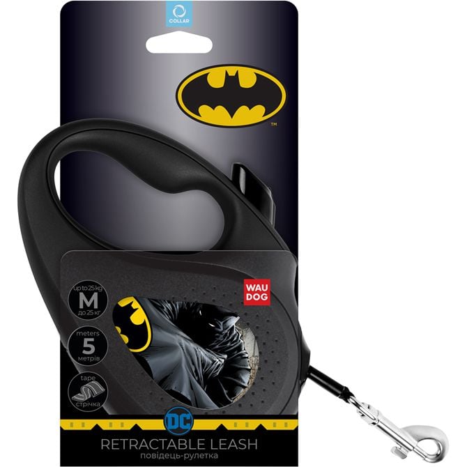 Поводок-рулетка для собак Waudog R-leash Бэтмен Черный, светоотражающий, M, до 25 кг, 5 м, черный - фото 3