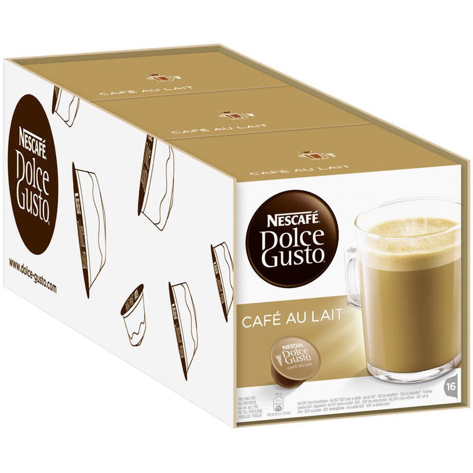 Набор кофе в капсулах Nescafe Dolce Gusto Cafe Au Lait 48 шт. 480 г (3 уп. x 16 шт. 160 г) - фото 1