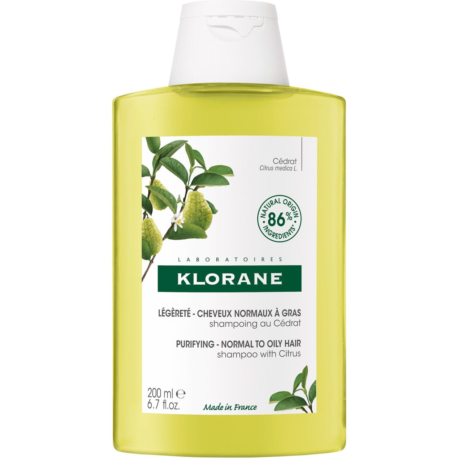Шампунь Klorane Purifying Normal to Oily Hair with Citrus Цитрон 200 мл - фото 1