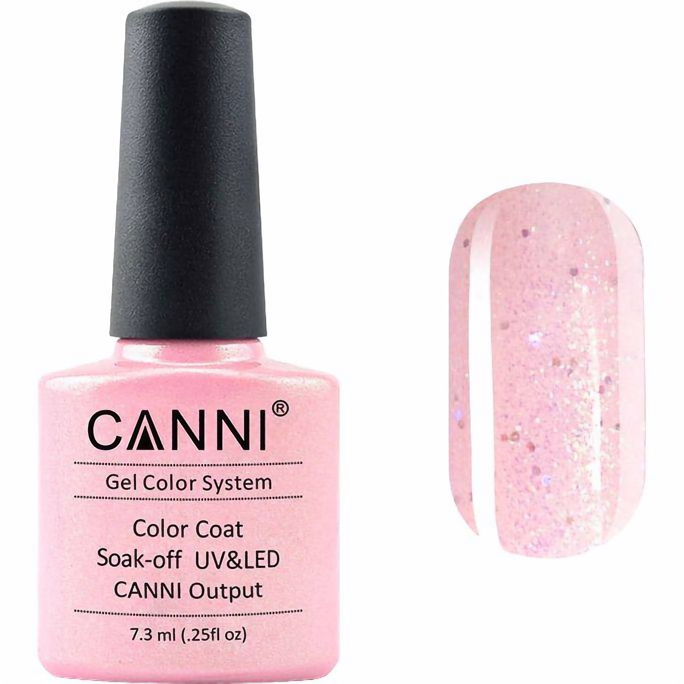 Гель-лак Canni Color Coat Soak-off UV&LED 216 мелкие розово-голографические блестки 7.3 мл - фото 1