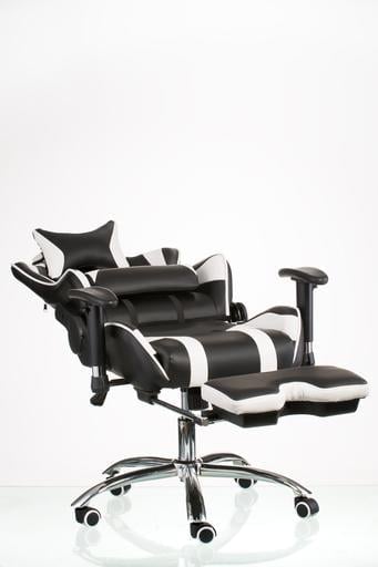 Геймерское кресло Special4you ExtremeRace с подставкой для ног черное с белым (E4732) - фото 11