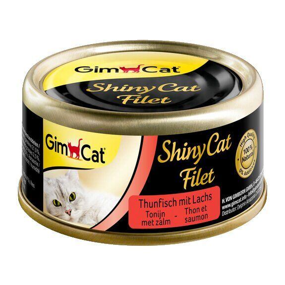Вологий корм для котів GimCat Shiny Cat Filet, з тунцем та лососем, 70 г - фото 1