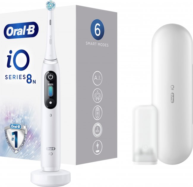 Электрическая зубная щетка Oral-B iO Series 8 iOM8.1A1.1BD 3758 White alabaster - фото 1