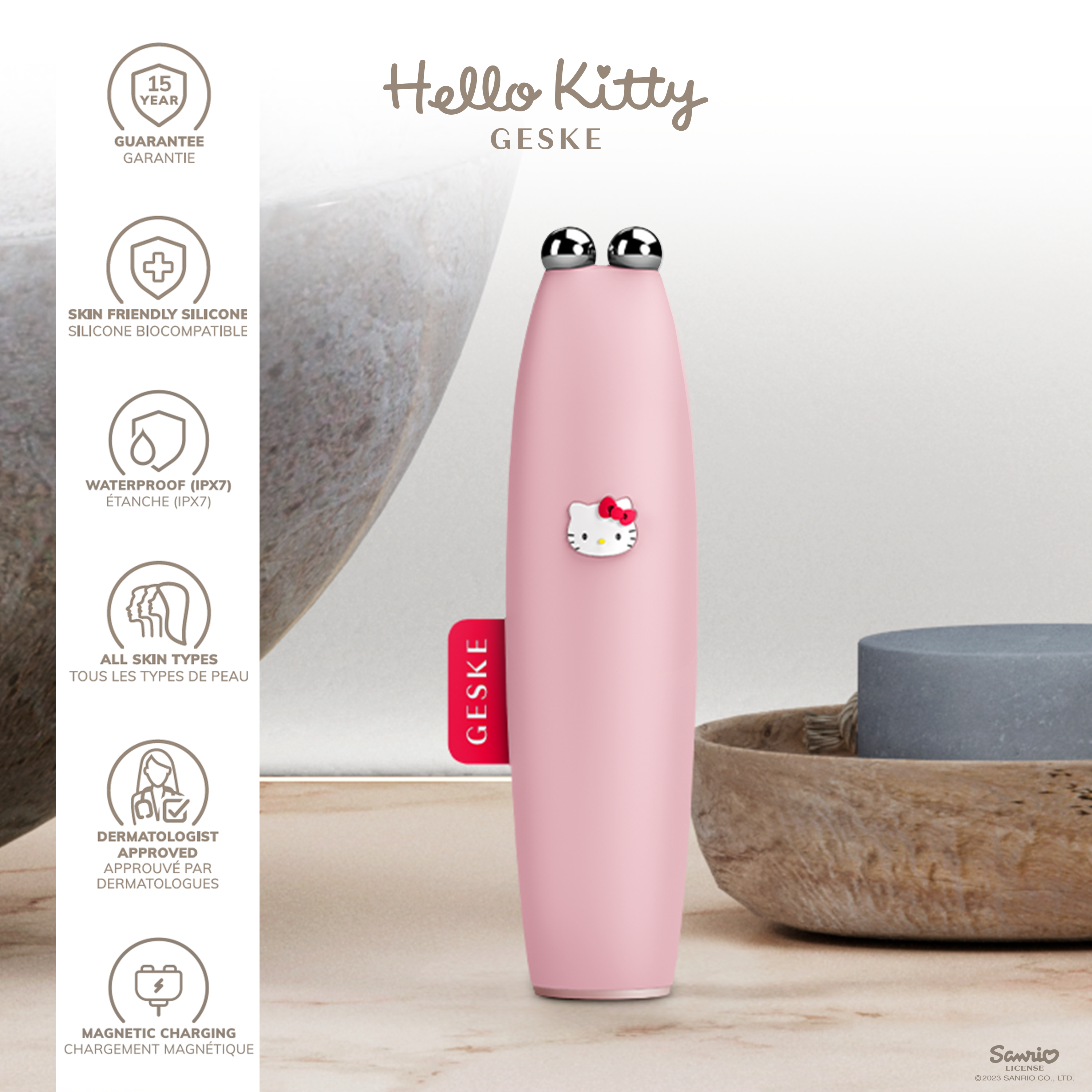 Микротоковая ручка GESKE MicroCurrent Face-Lift Pen 6 в 1 by Hello Kitty для подтяжки лица розовая - фото 5